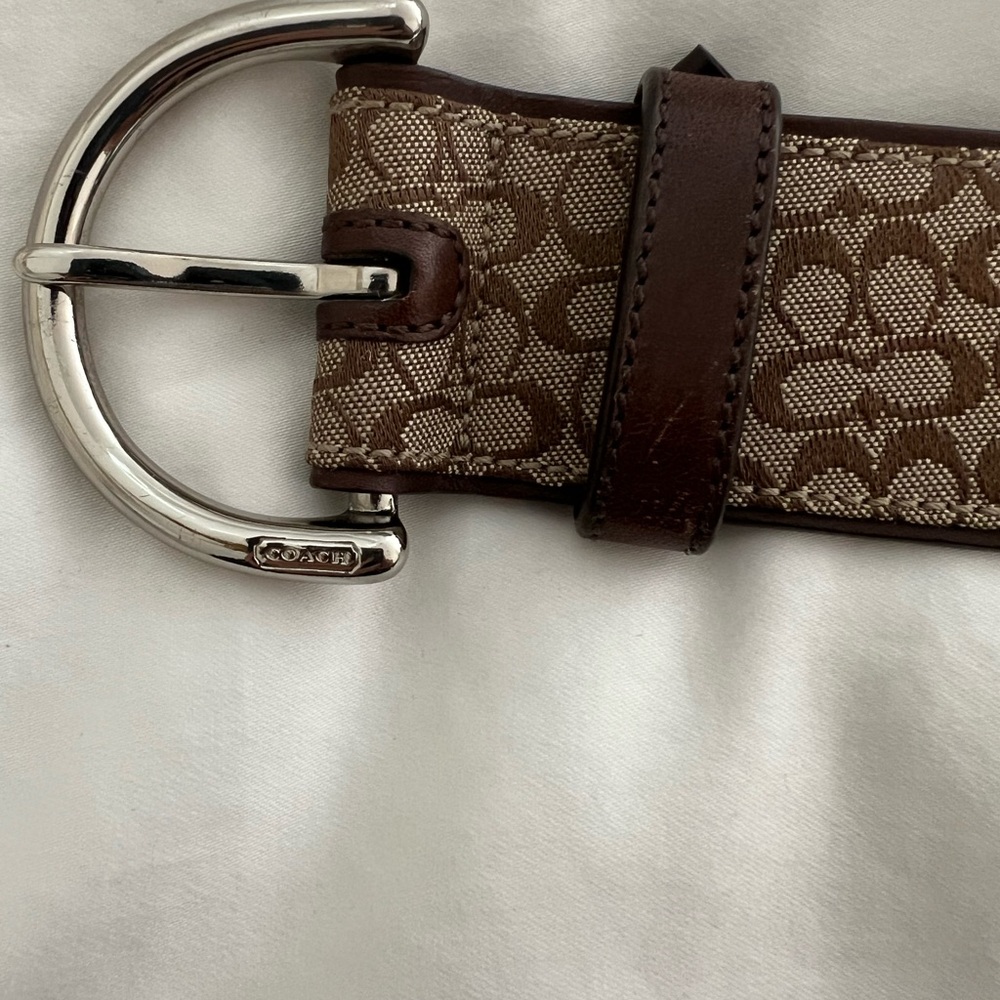Coach Signature Brown and Tan Belt